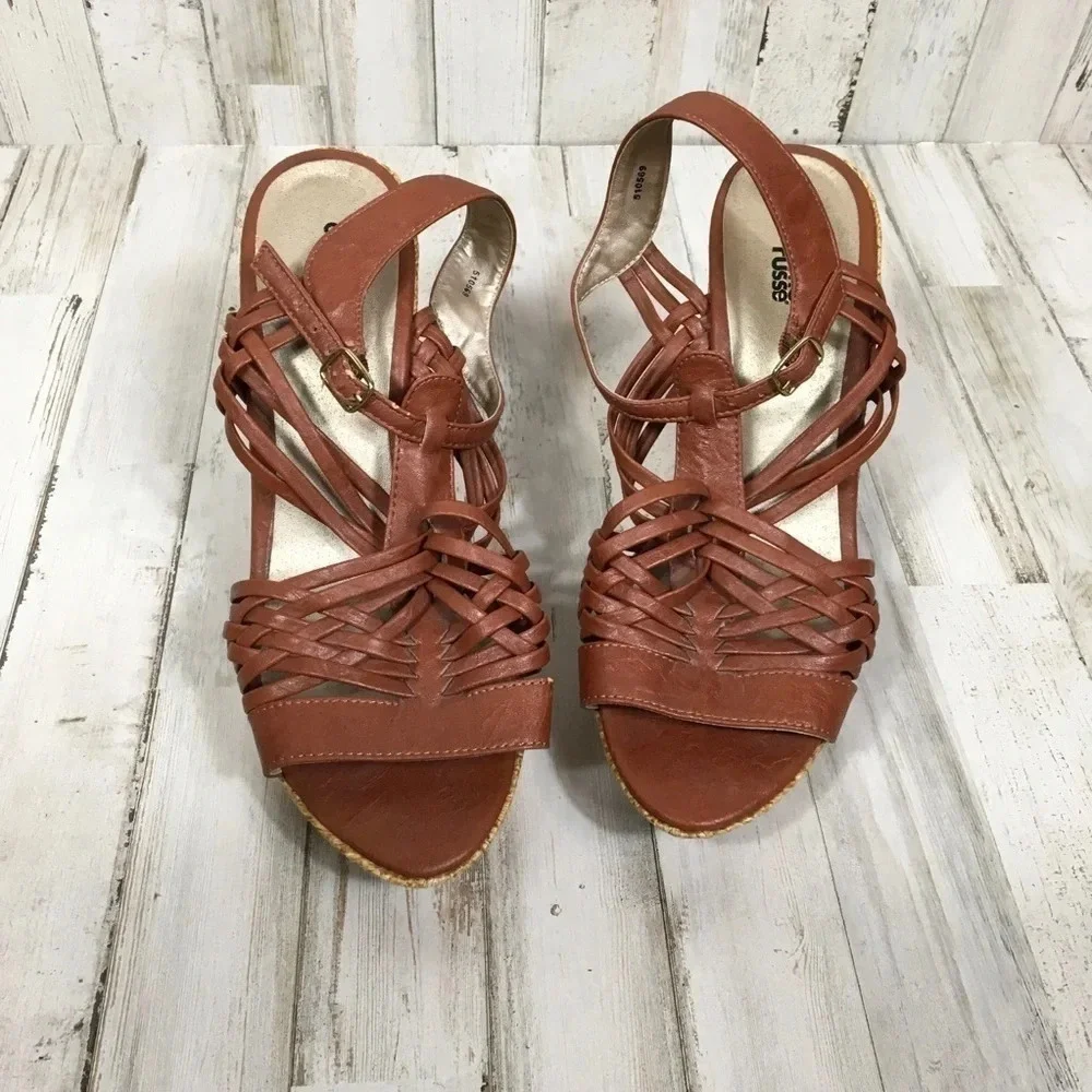 Charlotte Russe Wedges Sandals Strappy Cork High
